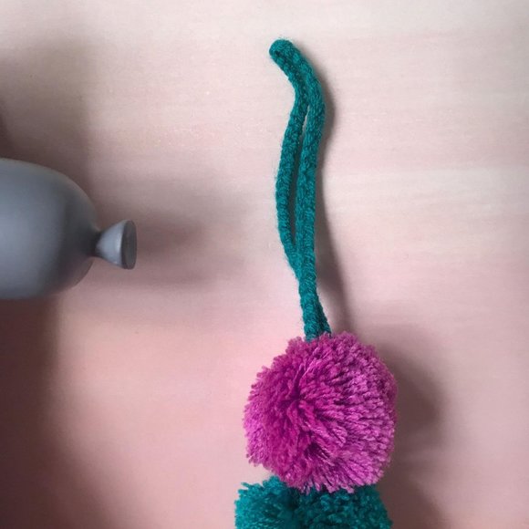 Handmade PomPom Tassel Pom Pom Bright Multi Color Pink Blue Purple - Picture 3 of 5